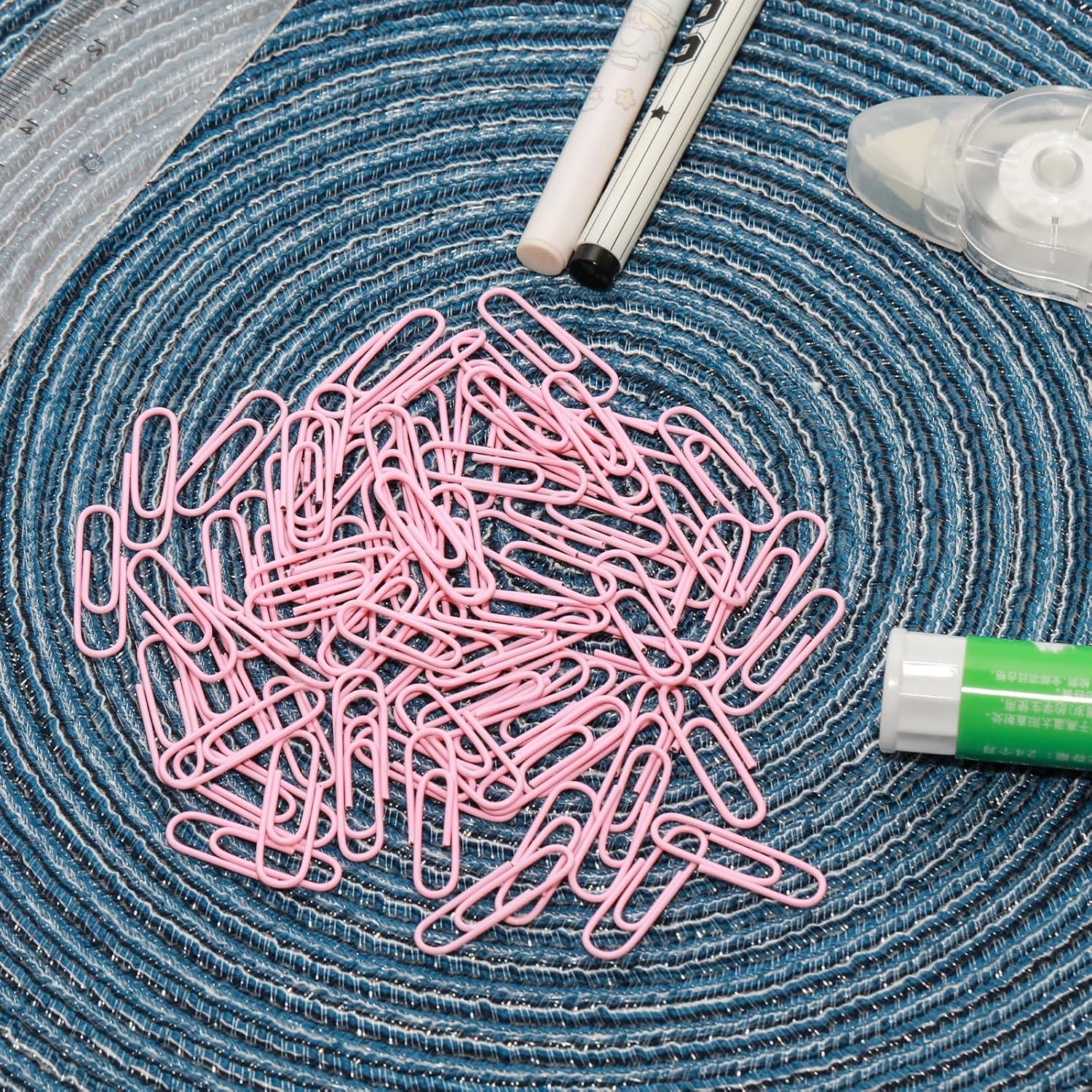 100 Pcs Pink Paper Clips, 1.1 Inch (28mm) Colorful Paperclips | Vinyl Coated,