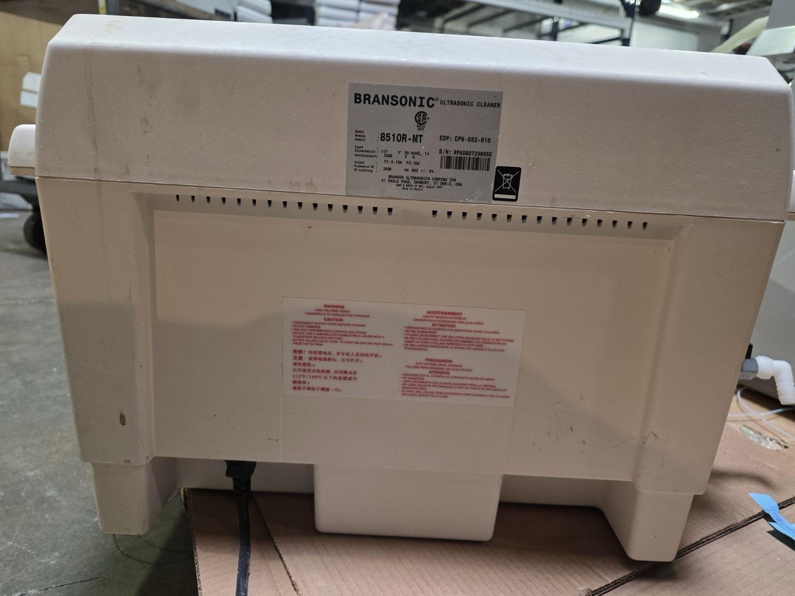 Branson 8510R-MT Ultrasonic Bath Cleaner Lab Sonicator 5.5 Gallon – WORKING
