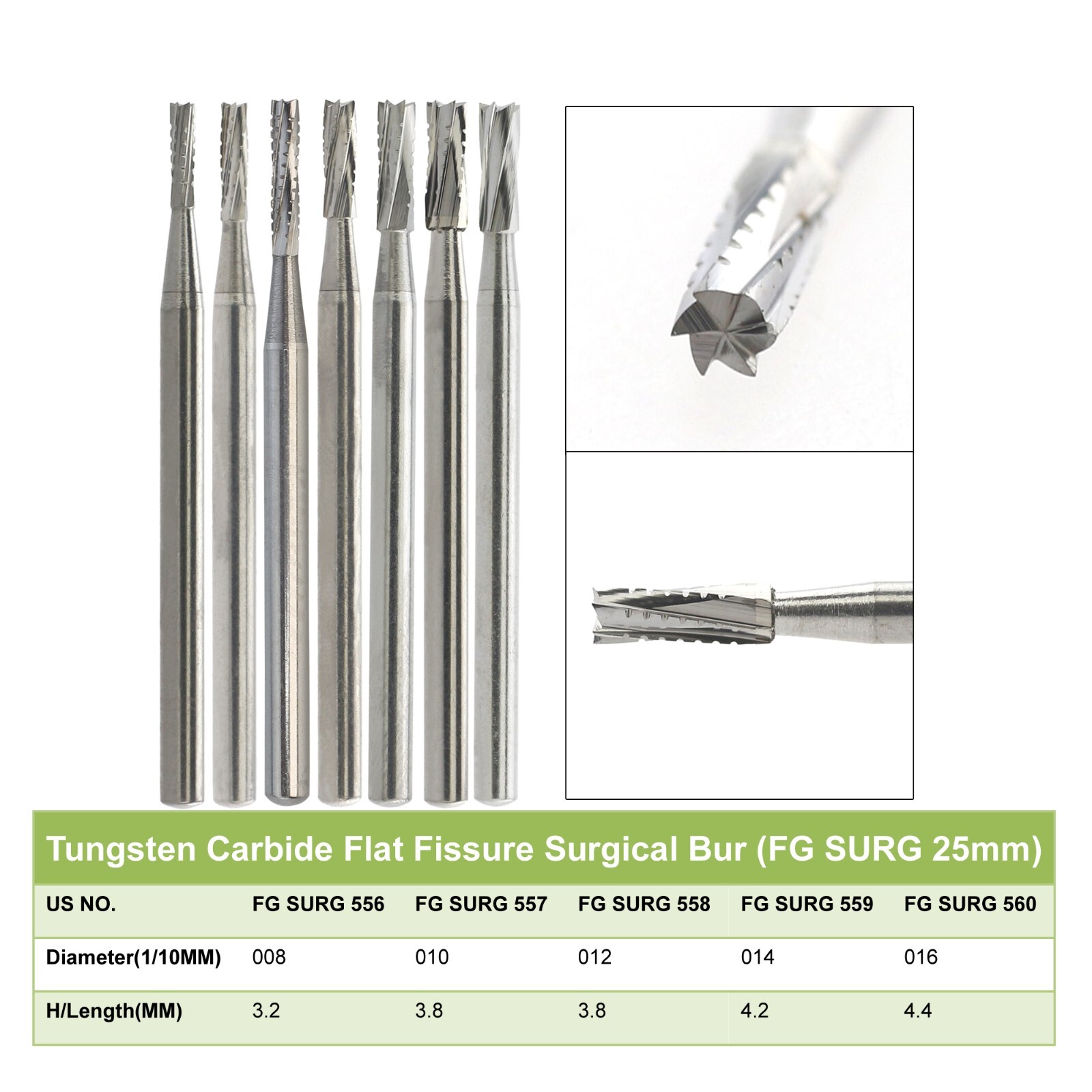 5pcs Prima Wave Dental Carbide Burs High Speed FG 19mm/Surgical FGOS SL 557 25mm
