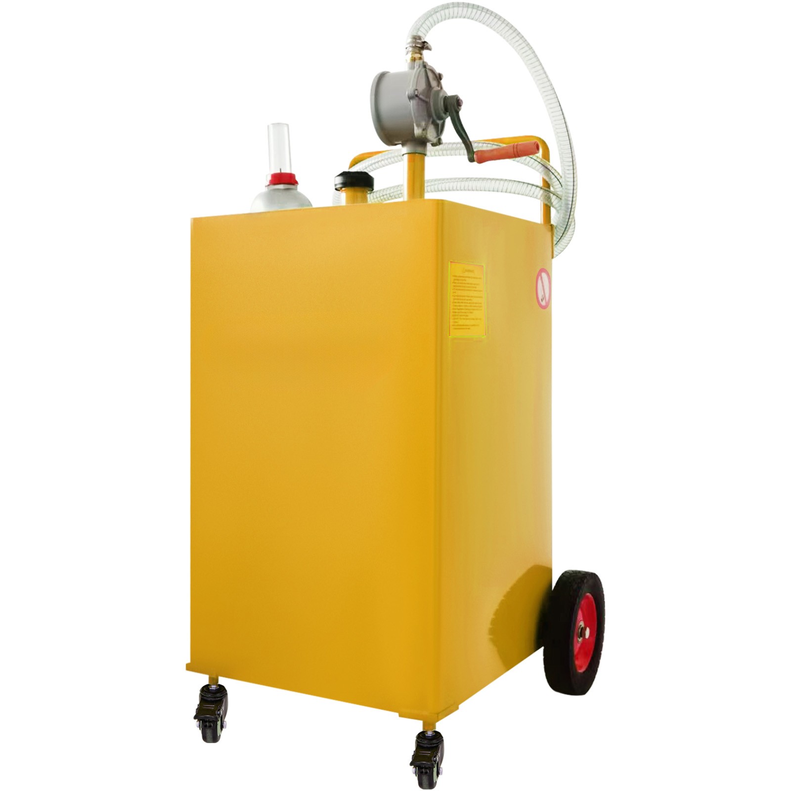 VEVOR Fuel Caddy Fuel Storage Tank 35 Gallon 4 Wheels with Manuel Pump Yellow
