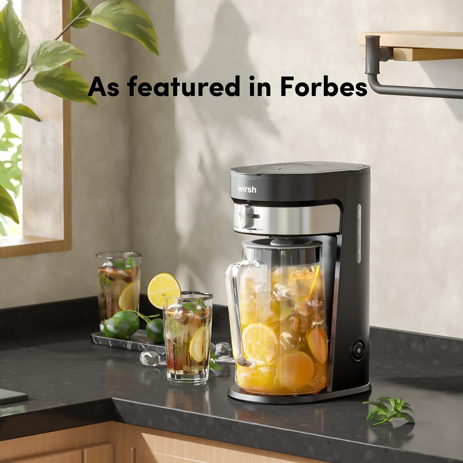 Wirsh 3QT Iced Tea & Coffee Maker, Strength Control, Reusable Filter, Black