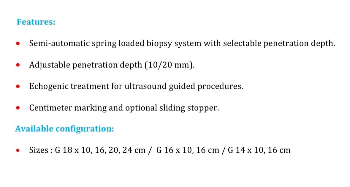 Semi Auto Biopsy System With Coax (Sizes – 18G/16G/14G) DDP USA