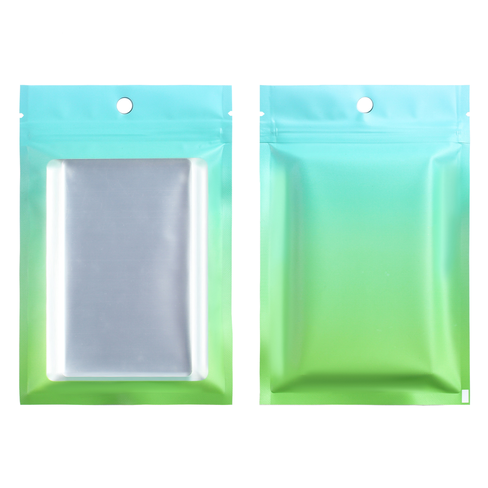 200/500 Gradient Green Blue Mylar Foil Matte Bags Resealable Zipper Seal Pouch