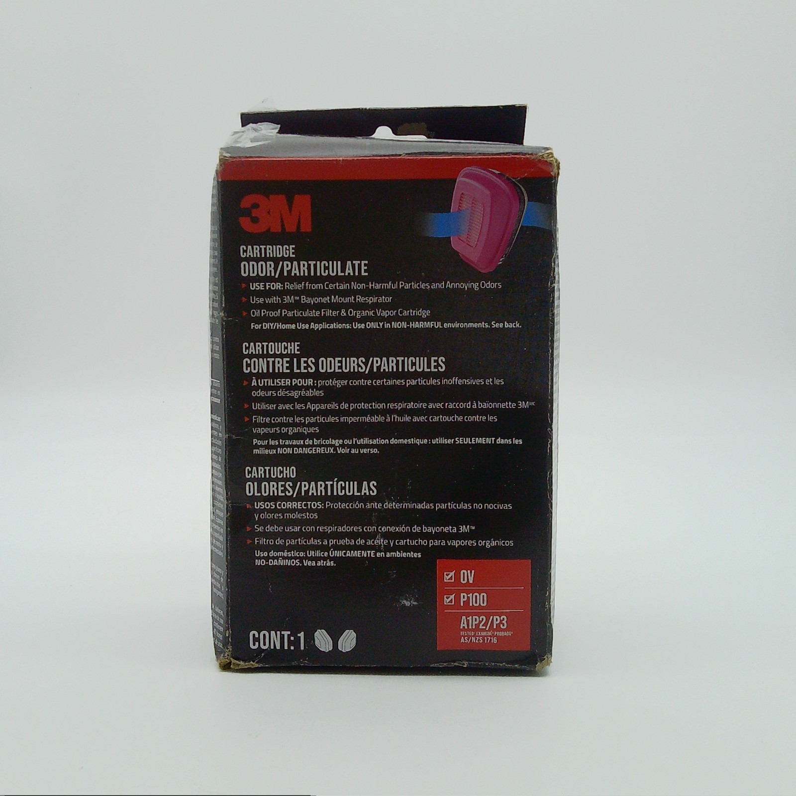 3M 60921 Organic Vapor P100 Replacement Combination Respirator Cartridge Filter