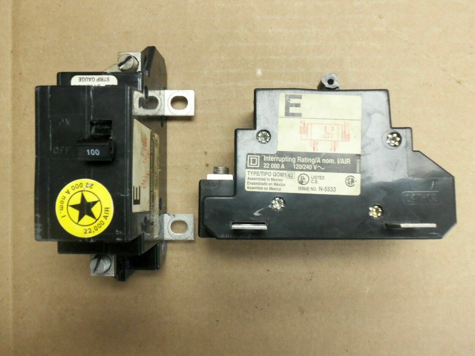New Square D QOM QOM100VH8106 2 Pole 100 Amp 120/240V Circuit Breaker QOM1 NTO