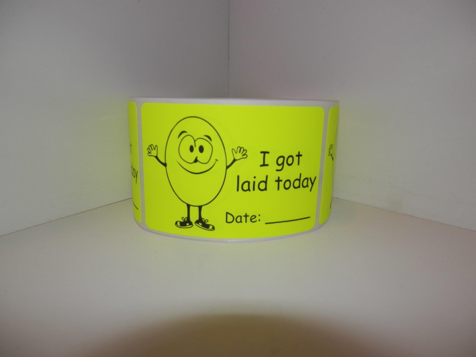 HATCHING EGGS I GOT LAID TODAY 2×3 fluorescent chartreuse Sticker Label 250/rl