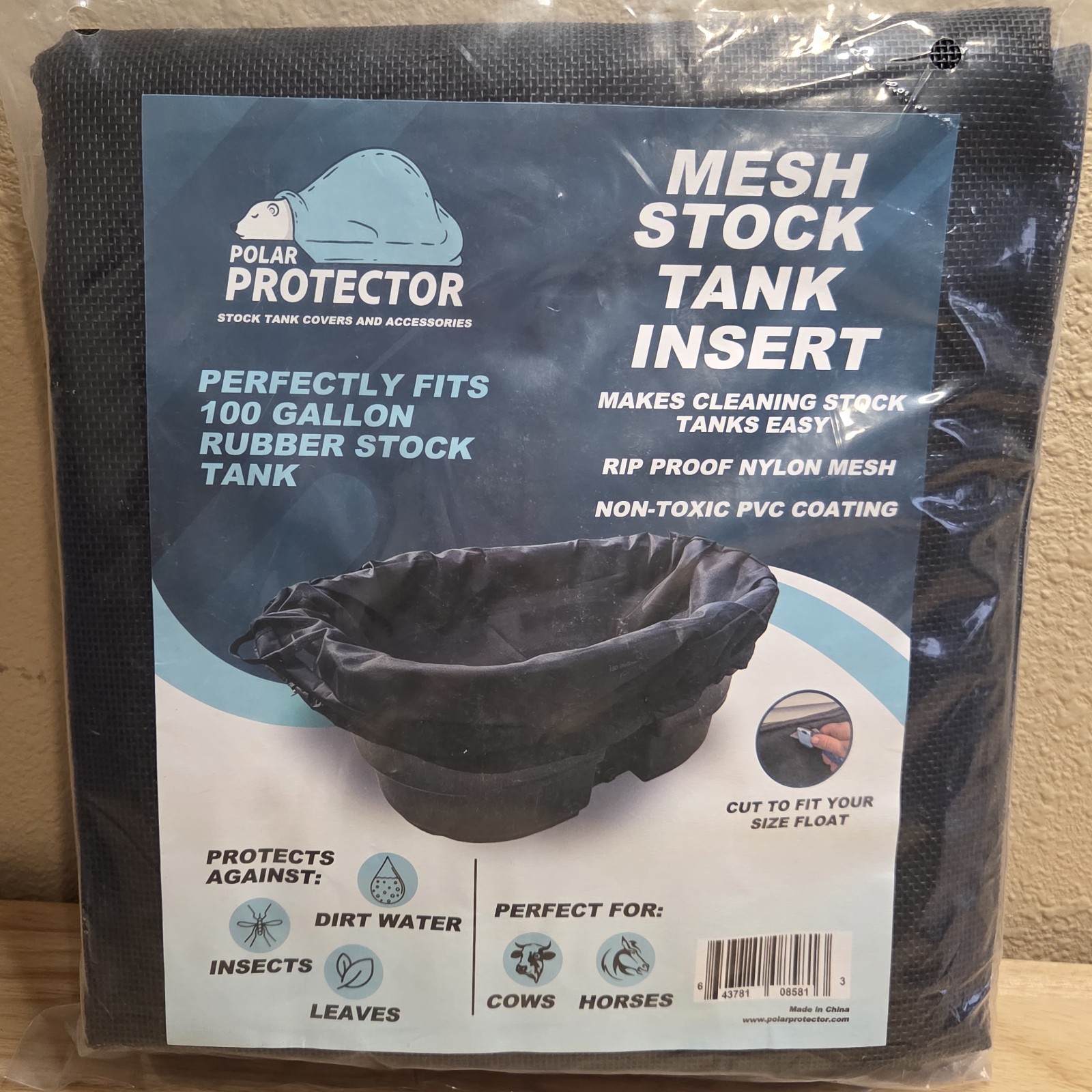 100 Gallon Mesh Insert Oval Stock Tank Cover Waterproof Rip Proof Tough