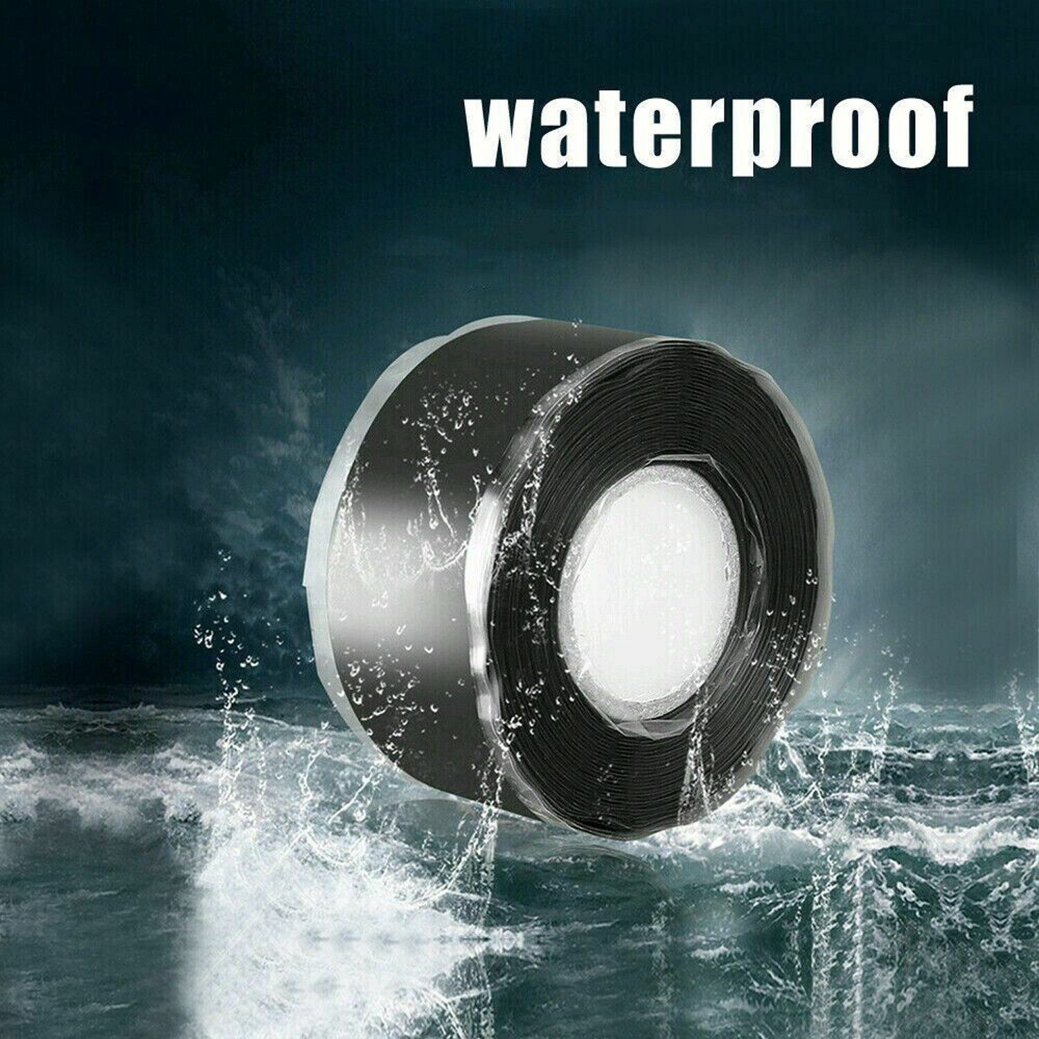 4pcs Black Rubber Silicone Repair Waterproof Adhesive Tape Rescue Self Fusing