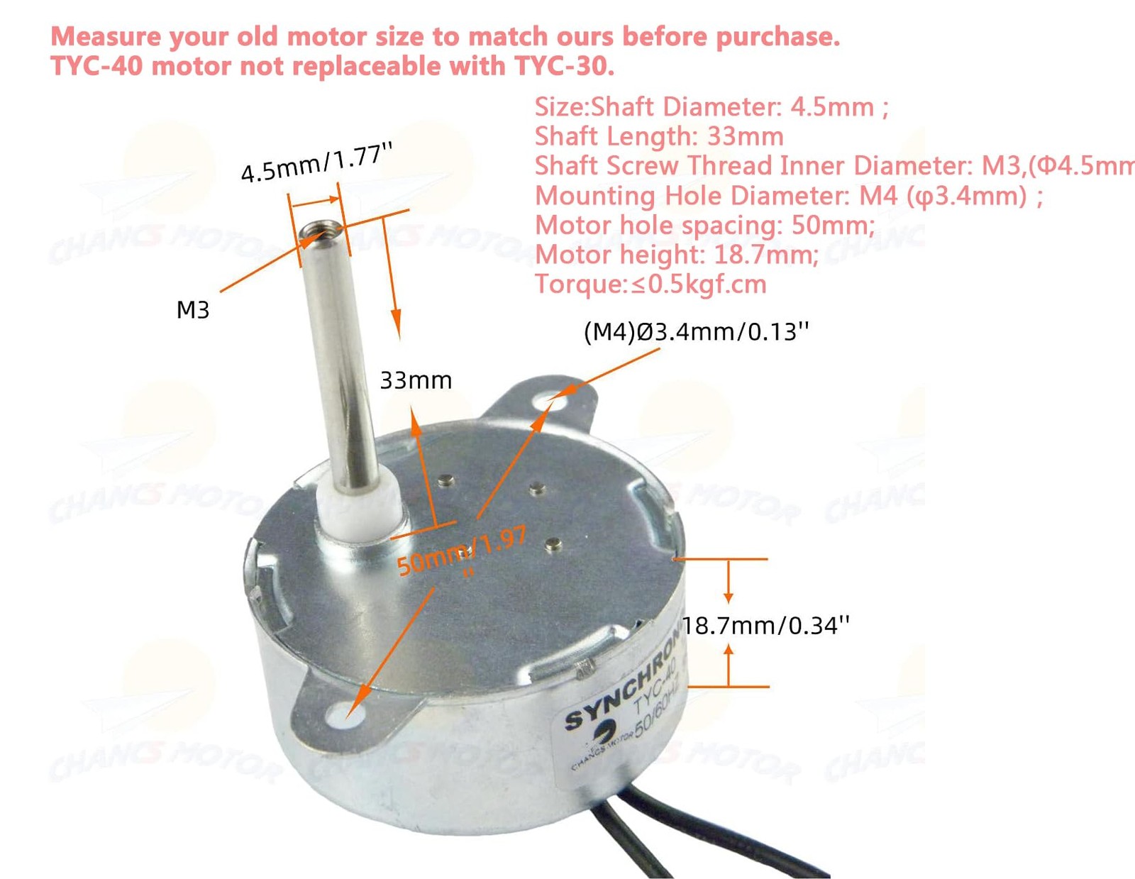 Synchronous Motor Tyc40 Ac 12v 5rpm Shaft Length 33mm For Christmas Decoration M