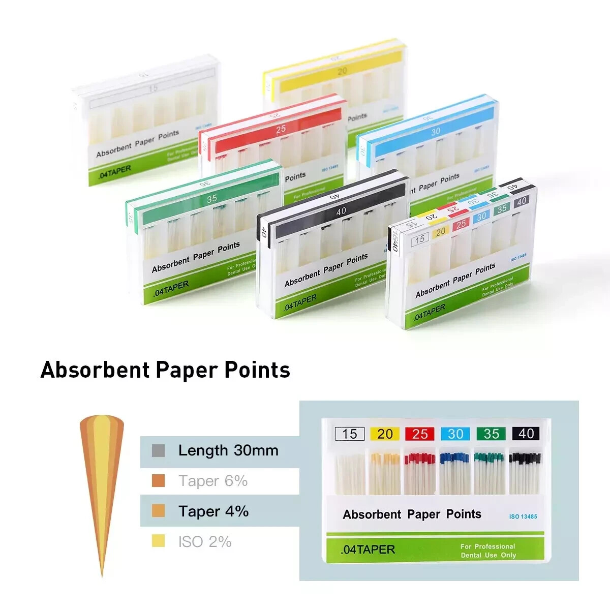 Dental Endodontic Root Canal Absorbent Paper Points Taper 0.04/0.02/0.06 15#-40