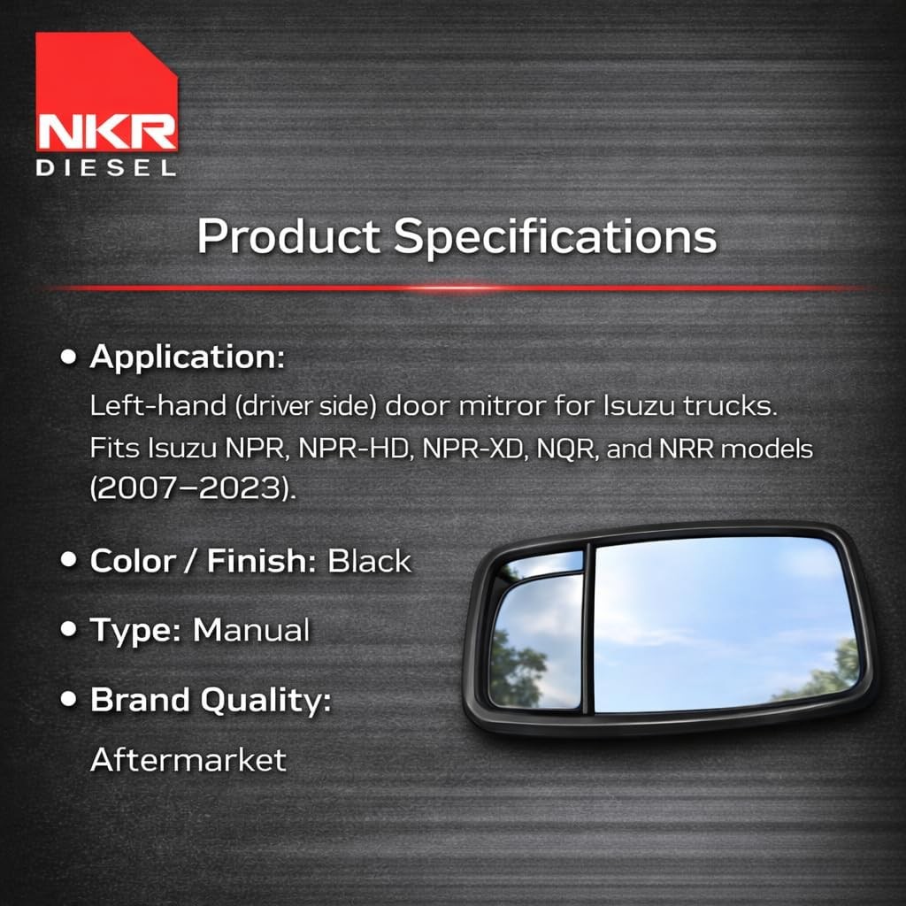 LH Side Door Mirror Compatible with Isuzu NPR NPR-HD NQR NRR