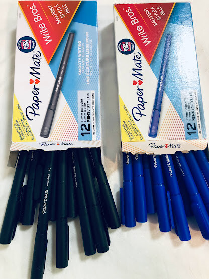 24 Count Paper Mate Write Bros. 1.00mm Ballpoint Pen,12 Blue Ink+12 Black ink