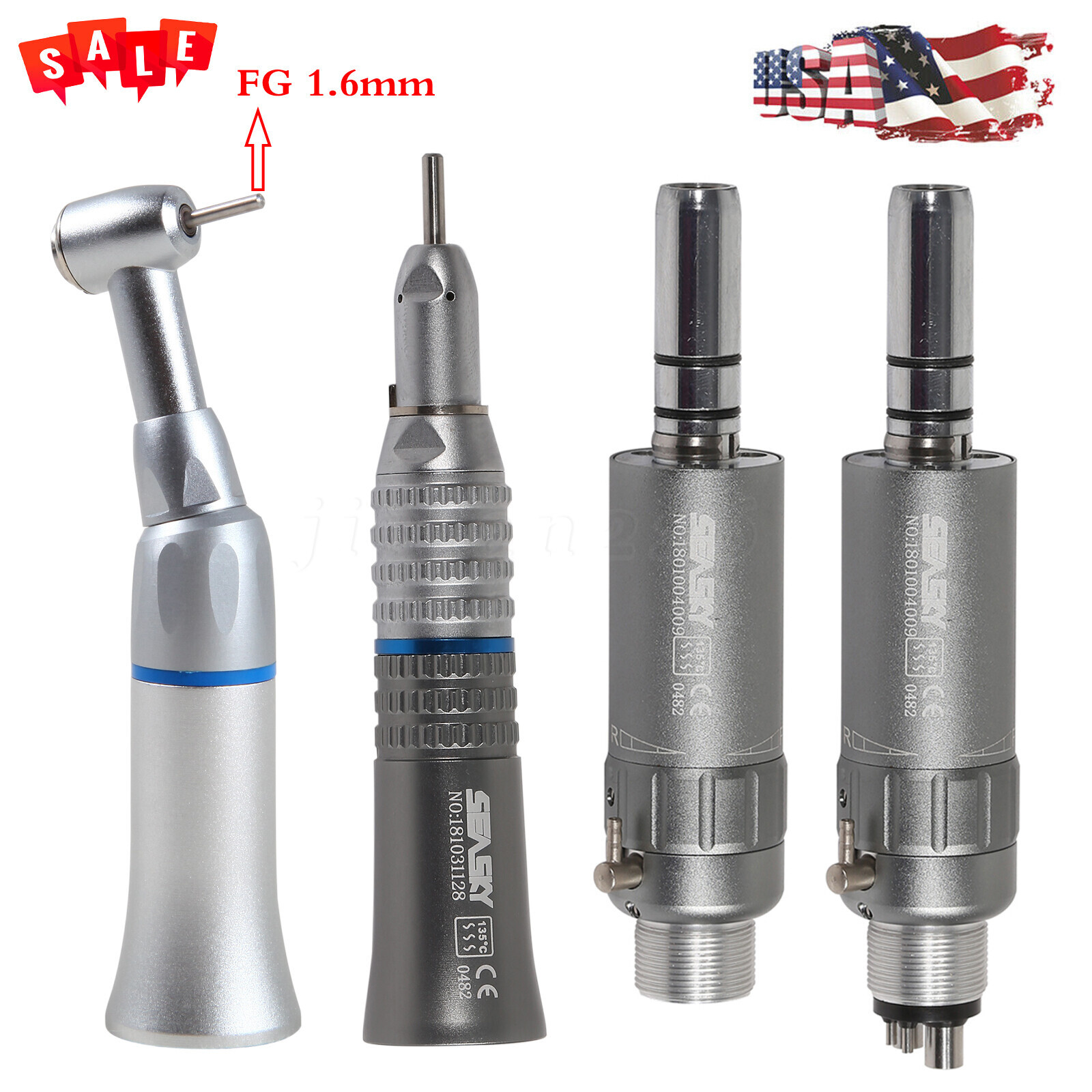 Dental Slow Low Speed FG 1.6mm Contra Angle Straight Air Motor 2H/4H NSK Style A
