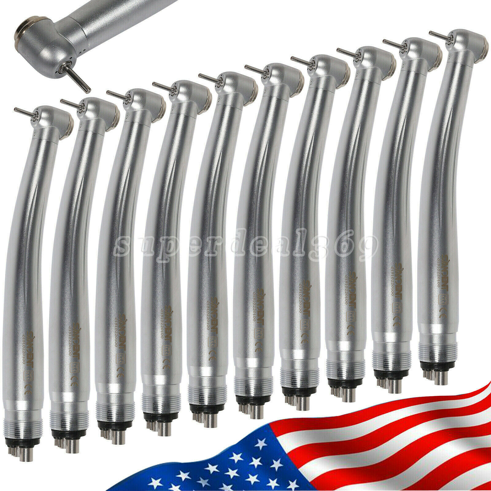 Dental High Speed Handpiece (LED E-generator) Push Button Type 4 holes For NSK