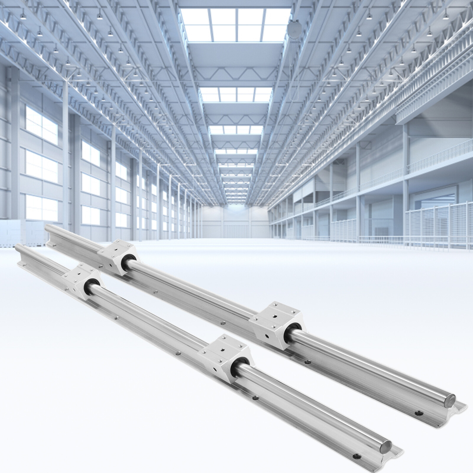 2X SBR20 650-2200mm Linear Rail Fully Supported Shaft Rod with 4X SBR20UU Block