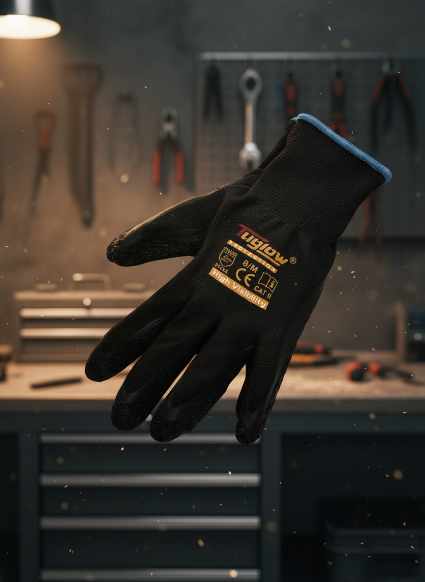 12 Pair Gasoline Black Safety Gloves Latex Coated Grip Cut Resistant