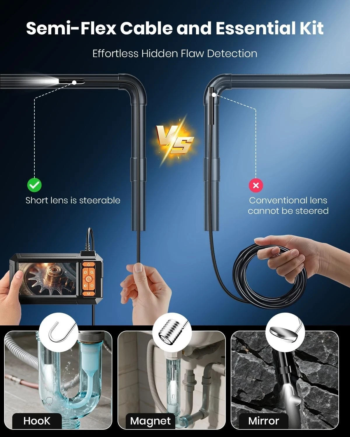 tamACX pgrade Endoscope Camera with Light, 4.3′ IPS Screen 1080P HD Ins Camera