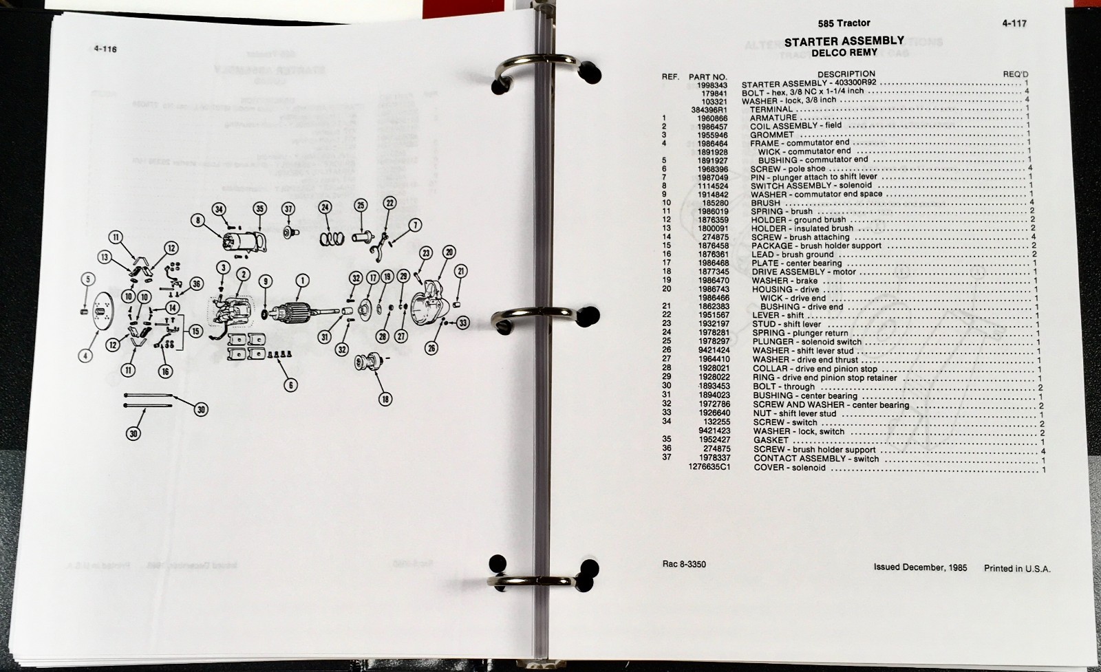 Case IH 585 Tractor Service Manual Parts Catalog Repair Shop Set Workshop Book