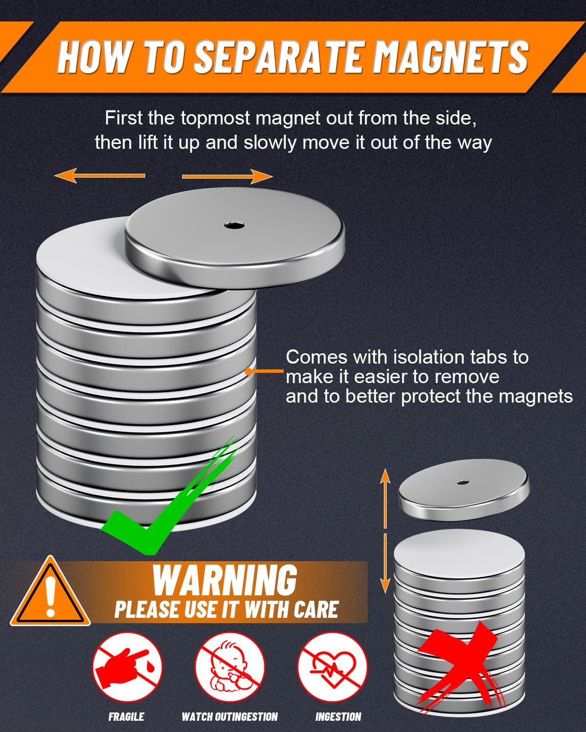 Round Base Magnet 2 Pack 3.2″ 100LBS+ Heavy Duty with Bolt