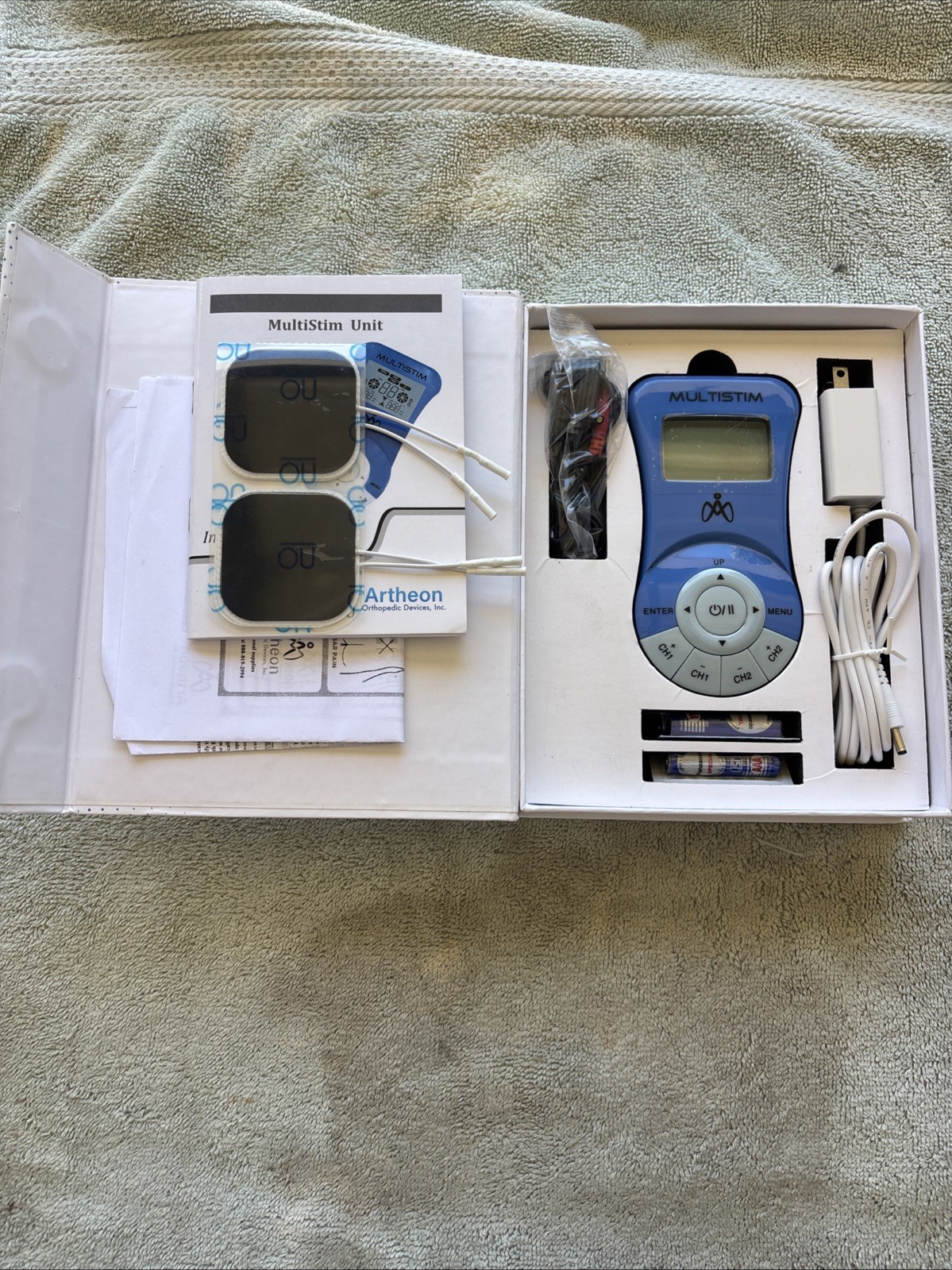 Artheon MultiStim TENS/EMS Unit 2-Channel Handheld w/ Leads Pads Manual