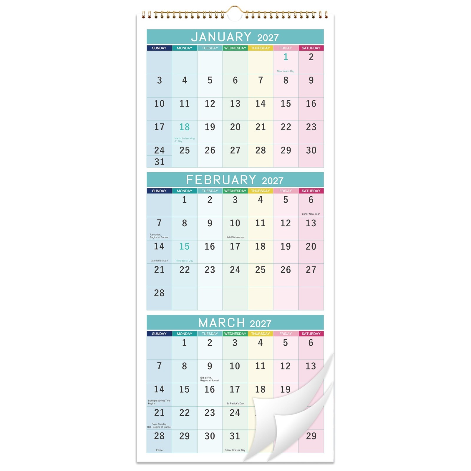 2027 Wall Calendar – 3 Month Calendar 2027 Display(Folded in a Month), JAN. 2…