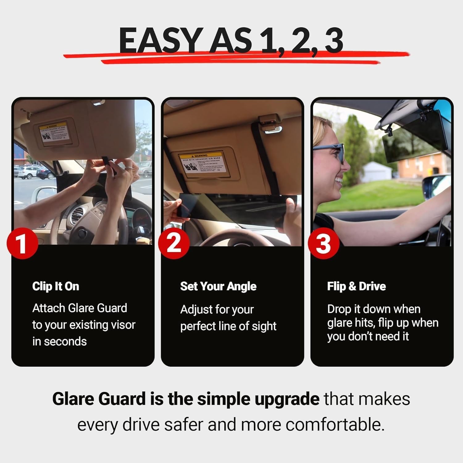 Glare Guard Professional-Grade Polarized Sun Visor Extender –Anti-Glare Sun Glar