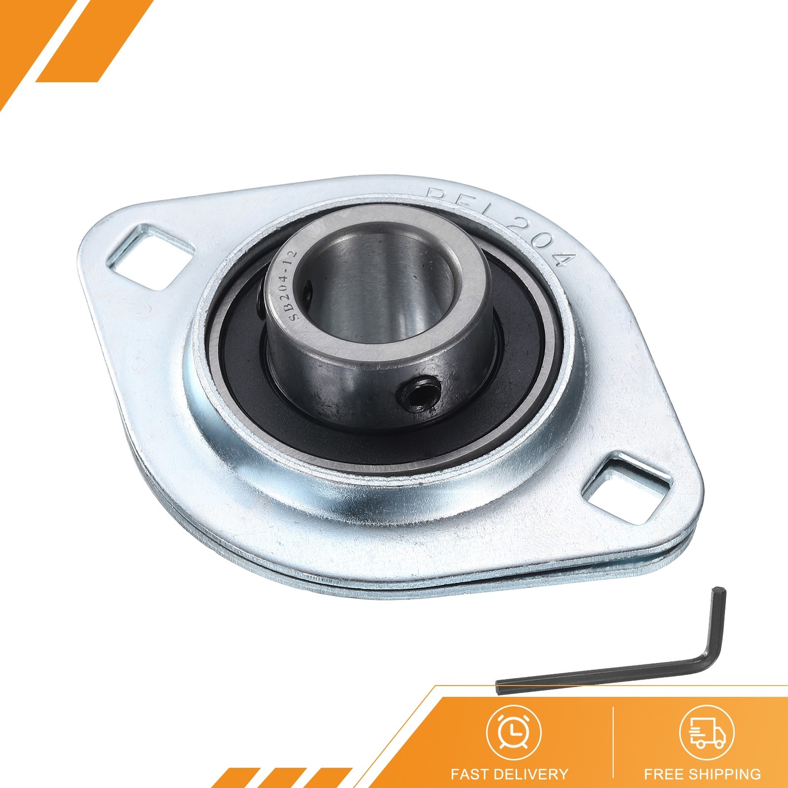 3/4″ Bore Pressed Steel Two Bolt Bearing SBPFL204-12 Wrench New