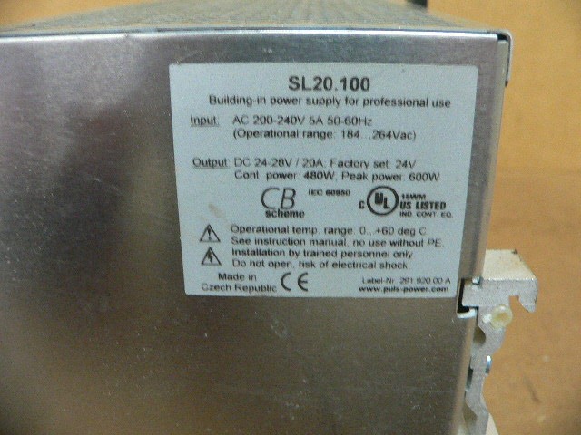 Puls Sl20.100 Power Supply Ac220-240 5A 50-60Hz Input, Dc 24-28V 20A Output
