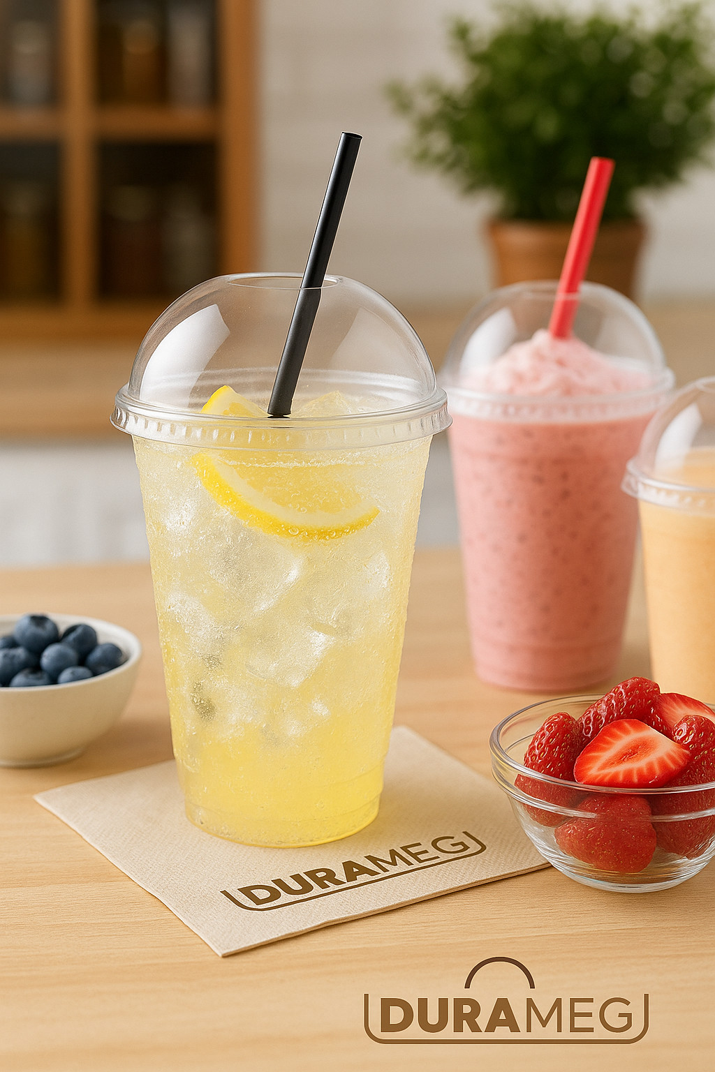 100 Clear 16 oz PET Cups with Dome Lids – Disposable for Smoothies & Treats