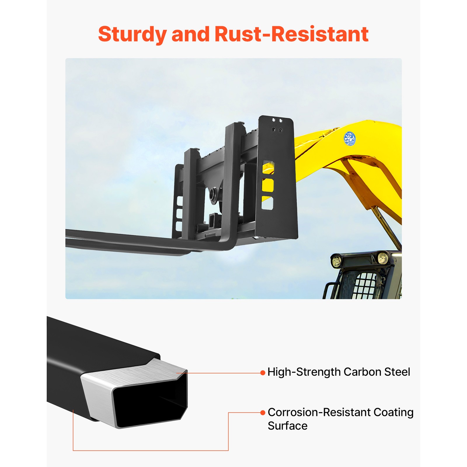 Uimoso 45″ 4000lbs Skid Steer Pallet Frame w/2″ Hitch Receiver and Spear Sleeves