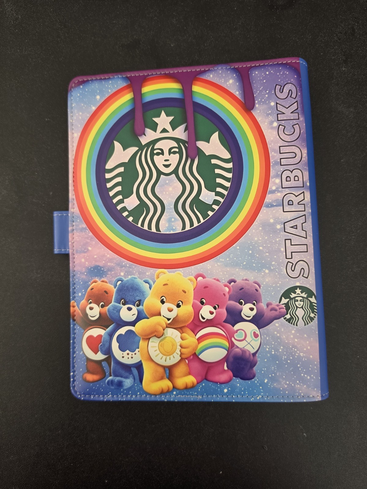 Starbucks Care Bears Rainbow Ring Binder Organizer Planner Cover Snap Closure