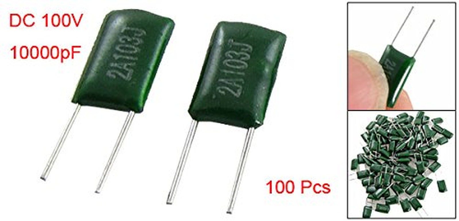 100 Pcs 100V 0.01Uf 10000Pf Polyester Film Capacitor