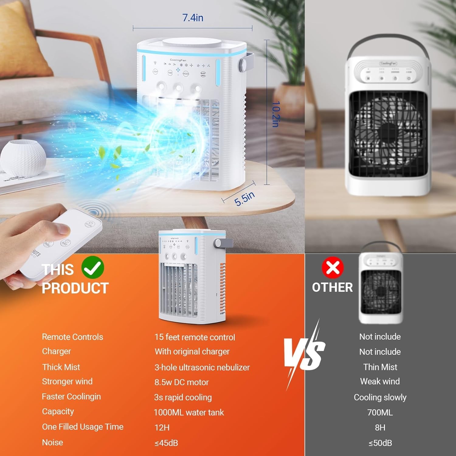 Portable Air Conditioners, 2026 Upgraded 4-IN-1 Quiet AC Unit Black