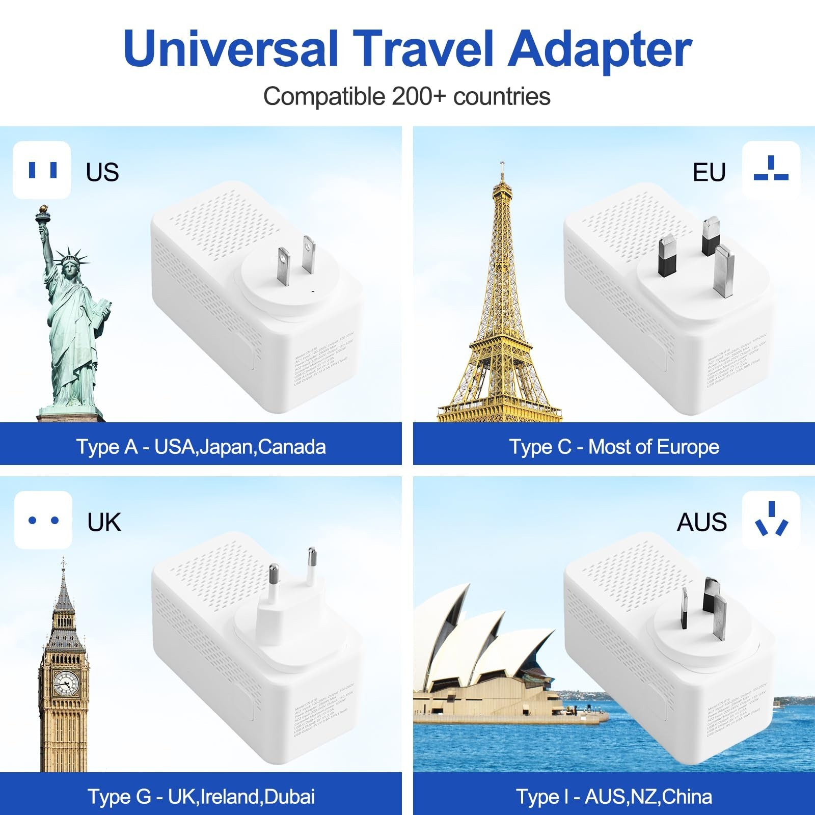 2500W Voltage Converter US to Europe, 220V to 110V Converter for European Tra…