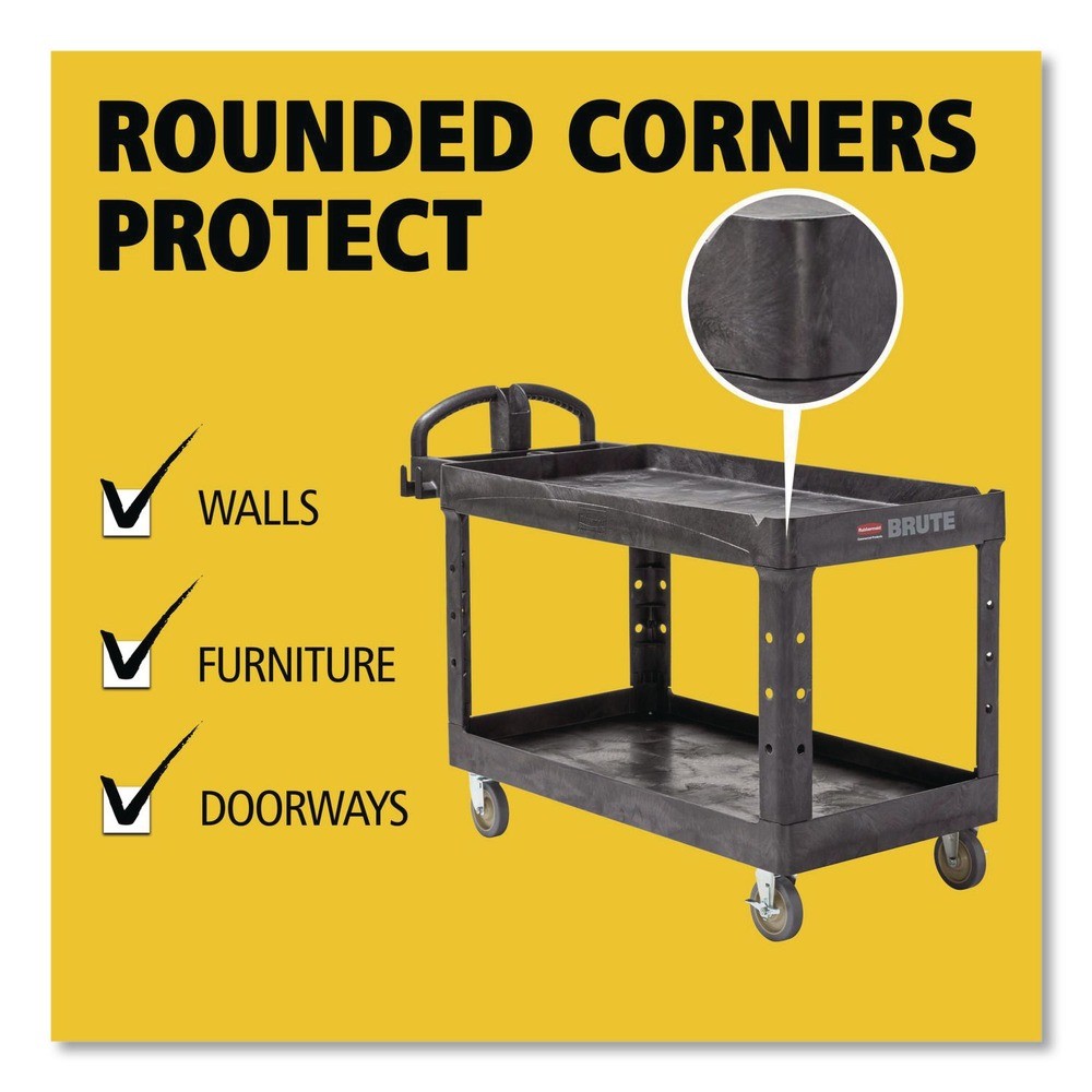 Rubbermaid Commercial 4546BLA 26″ x 55″ x 33.25″ 2 Lipped Shelf Utility Cart New