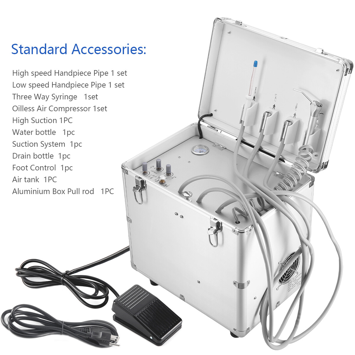 Portable Dental Unit with Air Compressor Curing Light handpiece air scaler kit