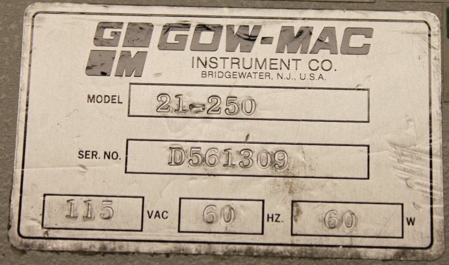 GOW-MAC INSTRUMENTS GAS LEAK DETECTOR MODEL 21-250