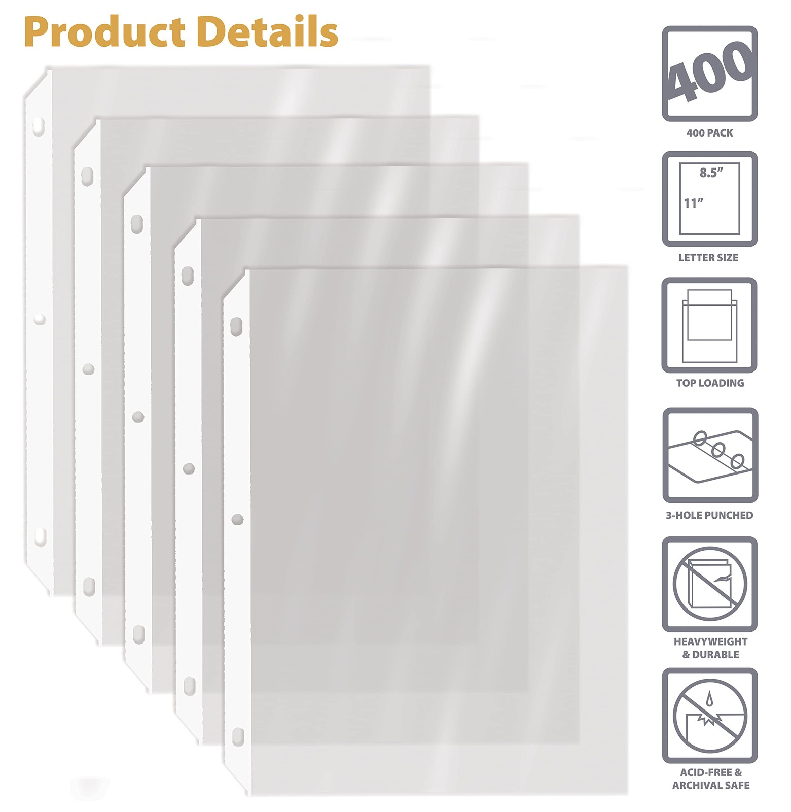 400 Count Clear Heavyweight Poly Sheet Protectors, 8.5″ x 11″, Extra Sturdy, …