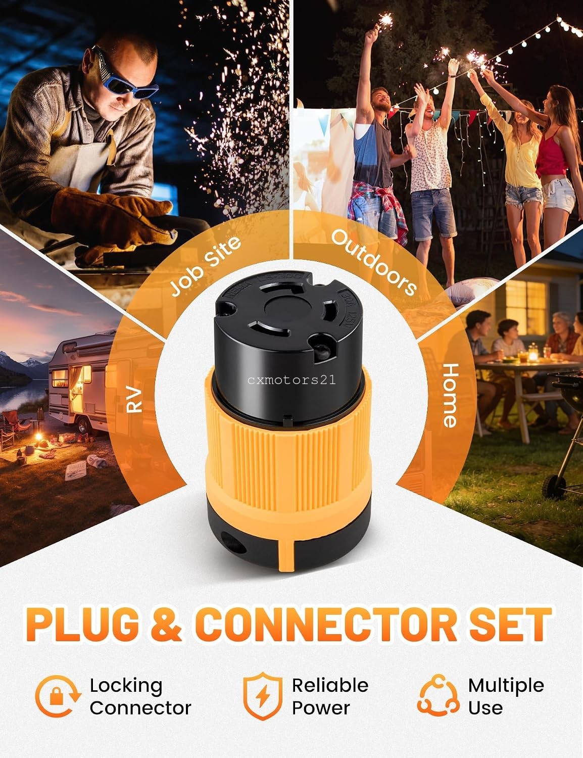 30A 125V NEMA L5-30R Twist Lock Plug 3 Prong Generator for Welding Equipment