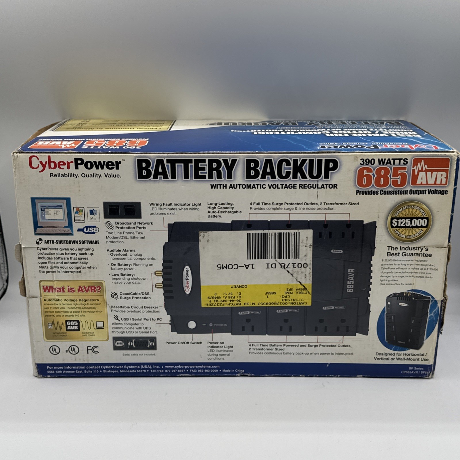 CyberPower CP685AVR Line-interactive 685VA Compact Uninterruptible Power Supply