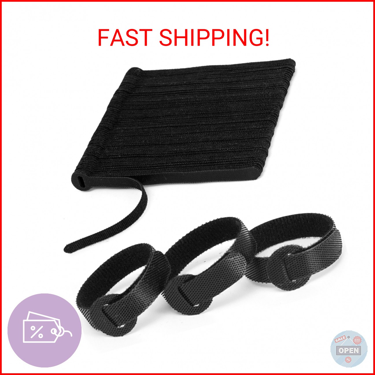 150PCS Reusable Fastener Straps – 6 Inch Cable Management Ties, Adjustable Hook
