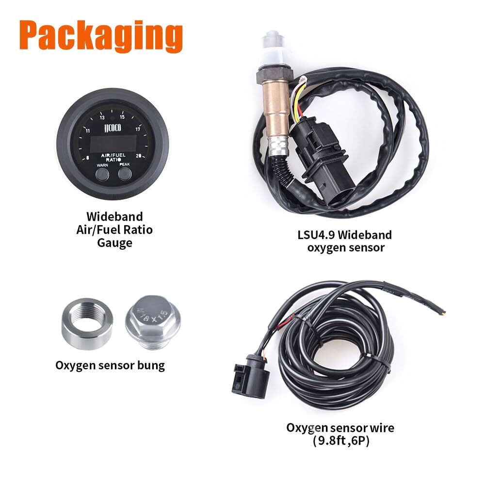52mm air fuel ratio gauge kit LED Digital Display 12V Wideband O2 sensor kit