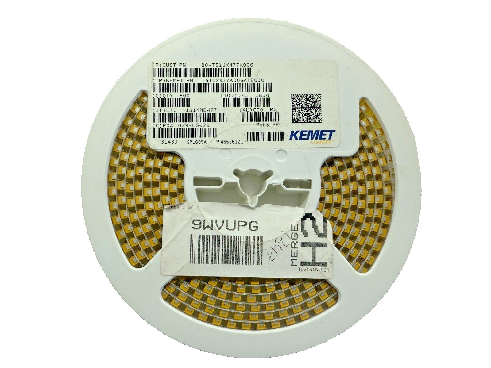 (10 PIECE LOT) T510X477K006ATE030, KEMET, CAP TANT 470UF 10% 6.3V 2917, ROHS