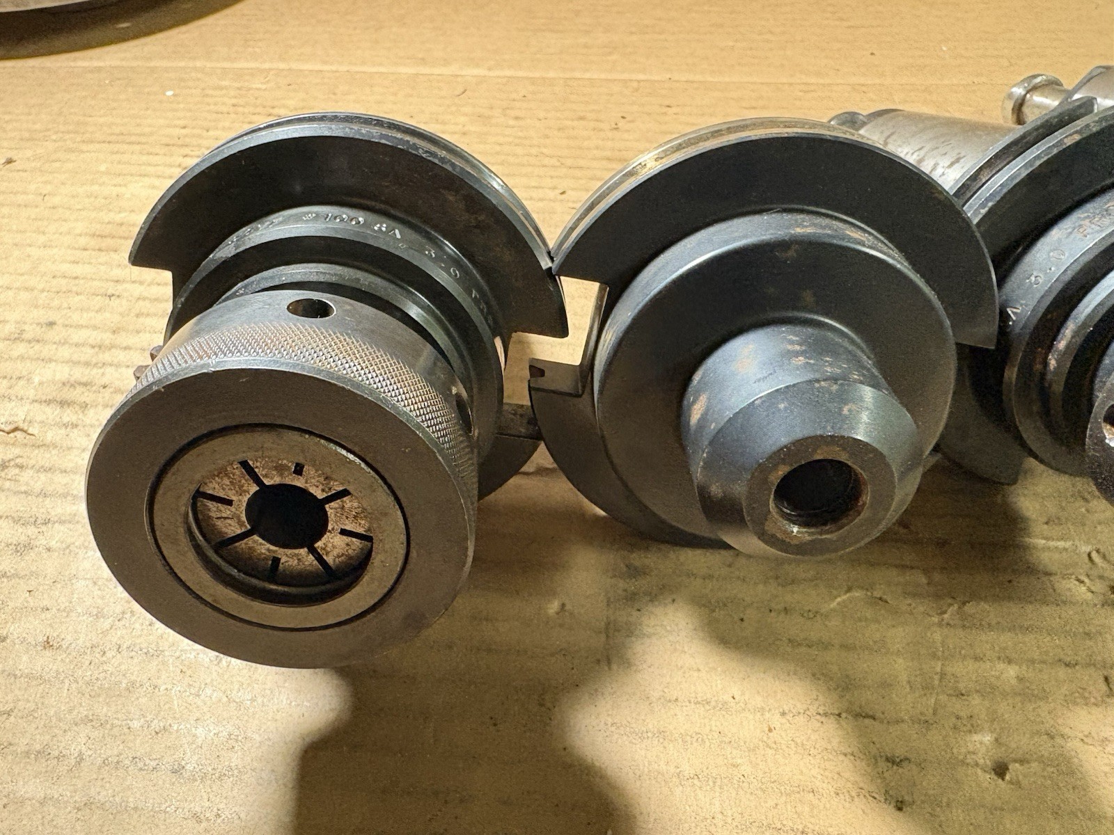 Lot of 3 Cat50 Tool Holders SA100 Collet Chuck Lyndex Collis with collets