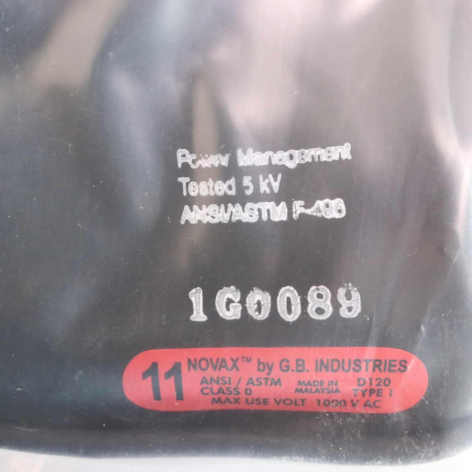 Novax by G.B. Industries 1000V AC Electrical Gloves, Class 0 D120 Black, Size 11