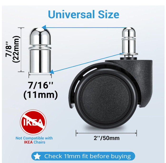 Office Chair Wheels Replacement 5 Pcs 2 Inch Office Chair Casters Heavy Duty