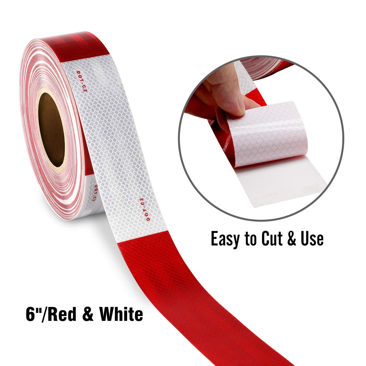 DOT-C2 Reflective Safety Tape 2 Inch x 200 Feet Red/White Conspicuity Tape fo…