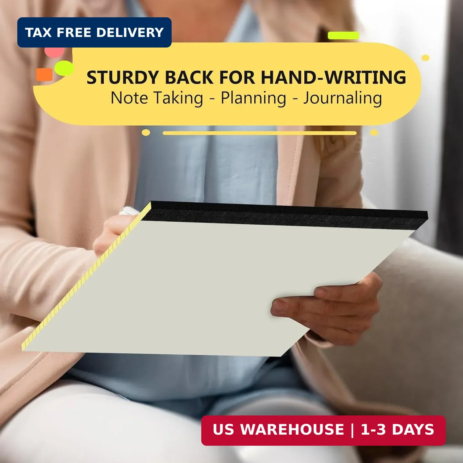 Colored Legal Pads 8.5×11 6 Pack Wide Ruled Note Pads 30 Sheets Pink