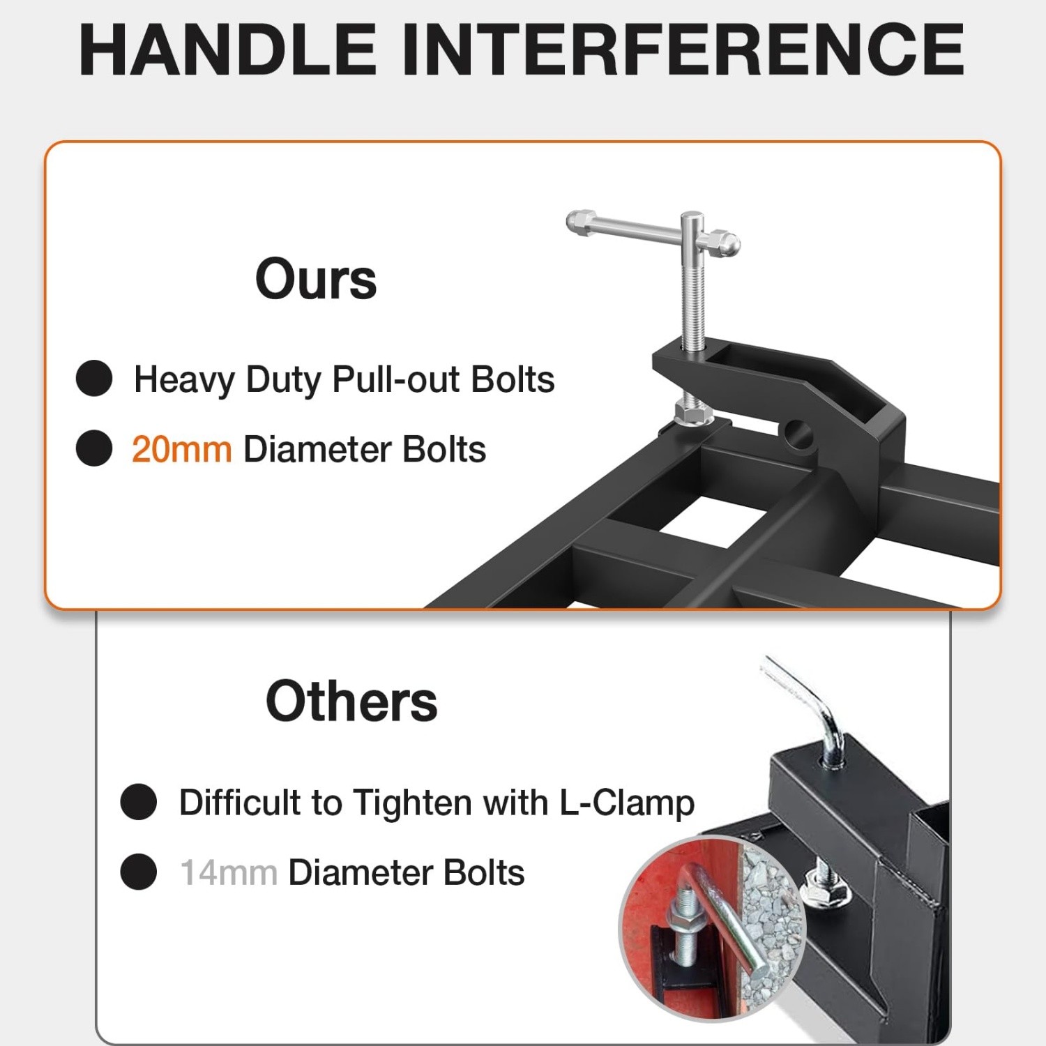 5 Fork Clamp On Debris Forks to 48 in Bucket,2500 LBS Heavy Duty Pallet Forks