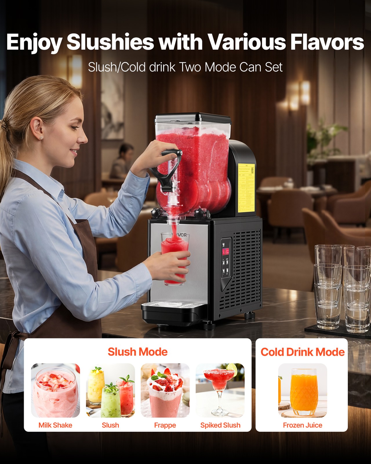 VEVOR Slushie Machine 6L/1.6 GAL No Ice Needed Frozen Drink Maker Single Tank